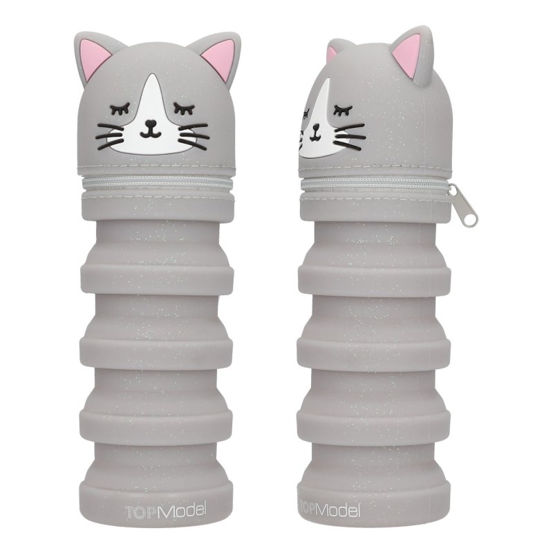 Topmodel - Silicon Pencil Tube BLOOMING KITTY - Grey and Purple
