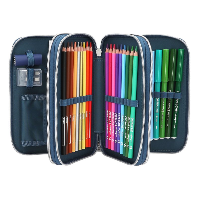 Dino World - Triple Pencil Case - Blue