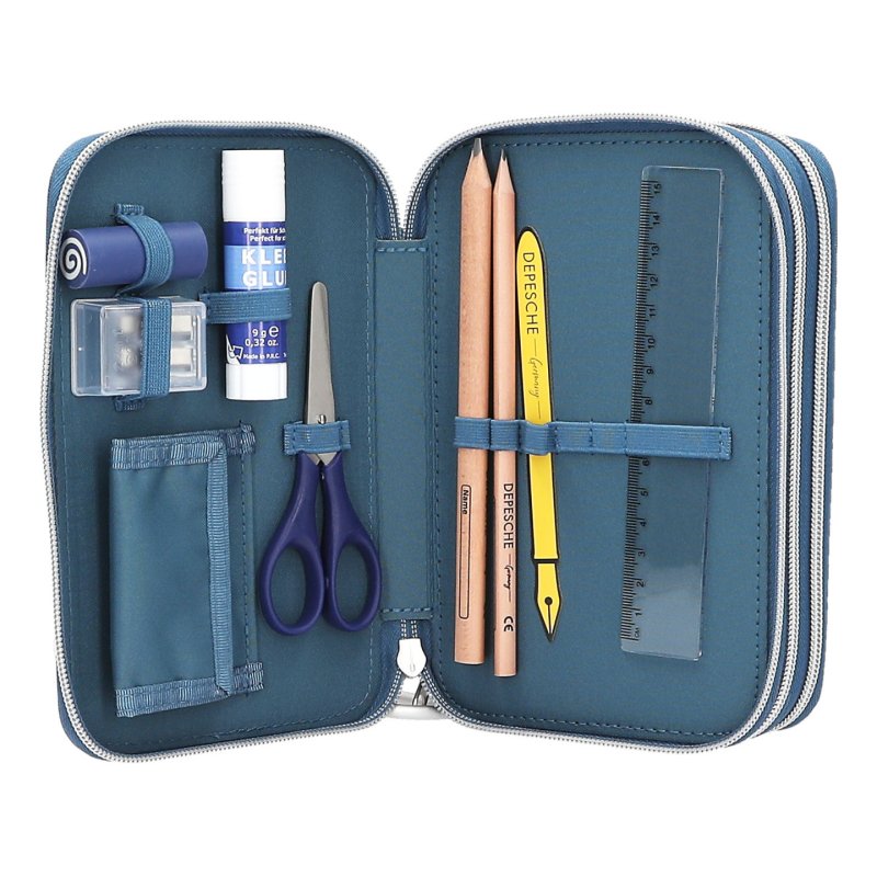 Dino World - Triple Pencil Case - Blue