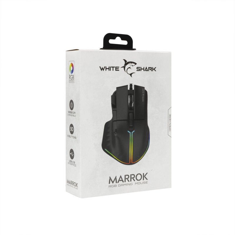 White Shark MARROK Black souris Droitier USB Type-A Optique 12000 DPI