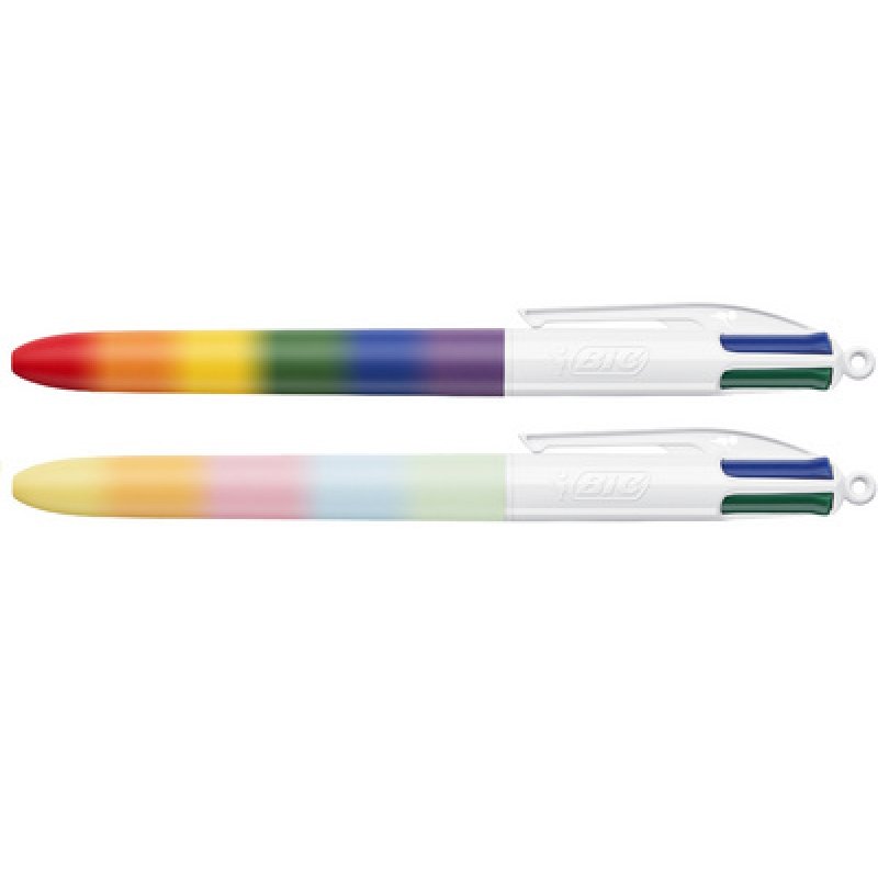 BIC Druckkugelschreiber 4 Colours Rainbow Mix, 30er Display
