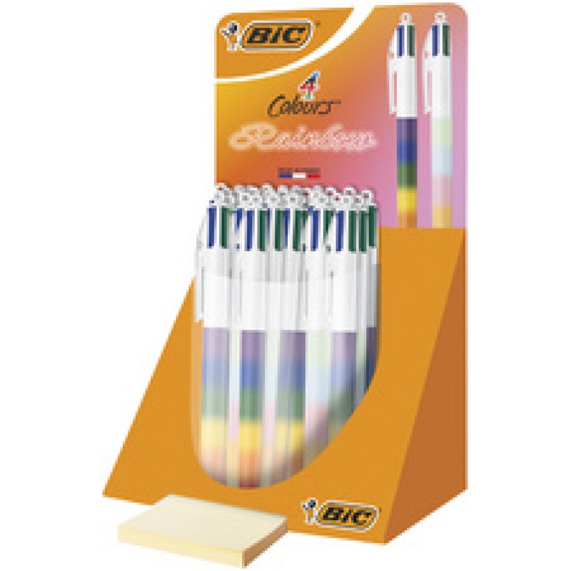 BIC Druckkugelschreiber 4 Colours Rainbow Mix, 30er Display