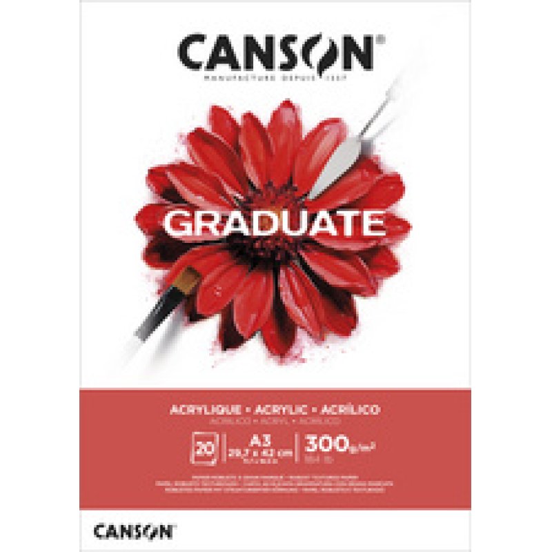 CANSON Bloc de papier à dessin GRADUATE ACRYLIQUE, A3
