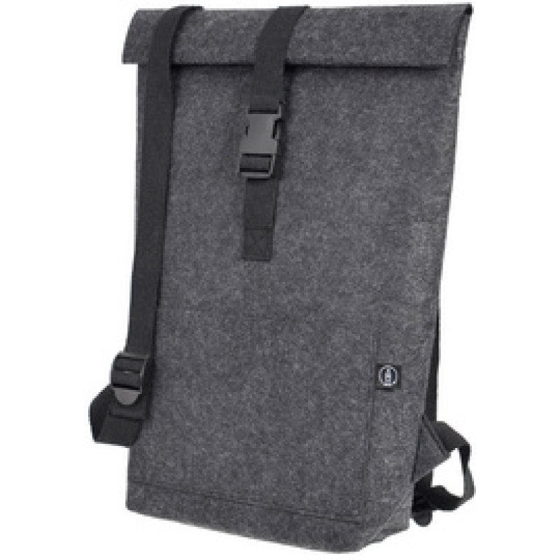 STOP Sac à dos rolltop pour laptop, feutre RPET, gris foncé