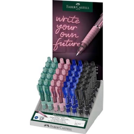 Faber-Castell 145756 stylo à bille Couleurs assorties Stylo à bille rétractable avec clip 40 pièce(s)