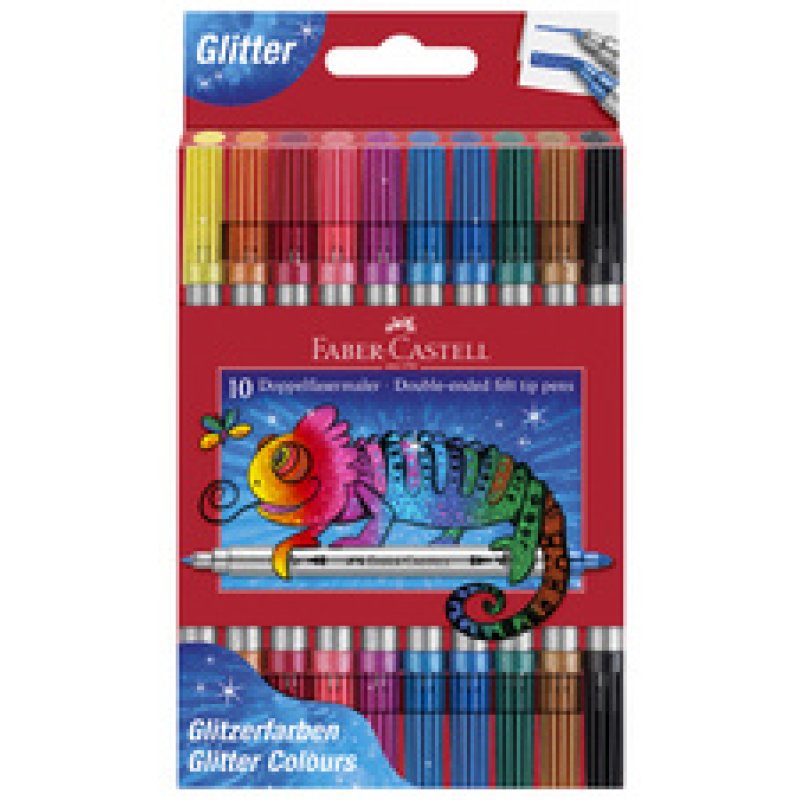 FABER-CASTELL Feutre double pointe Glitzer, boîte de 10