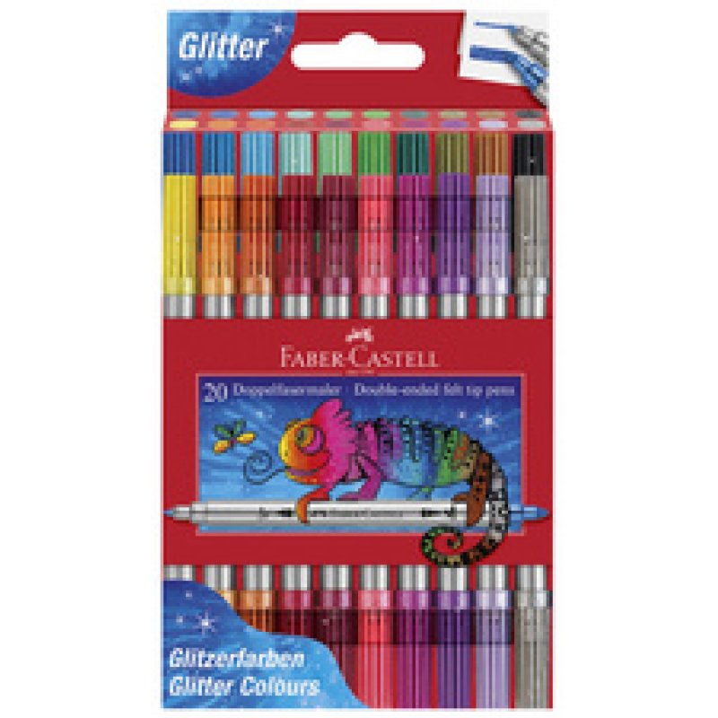 FABER-CASTELL Feutre double pointe Glitzer, boîte de 10