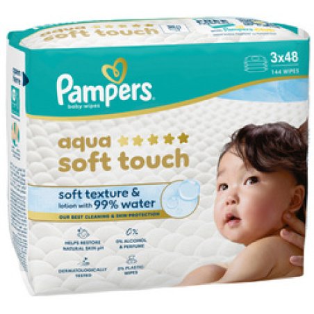 Pampers Lingette humide aqua soft touch, pack de 3
