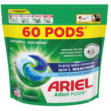 ARIEL Lessive capsules All-in-1 Universal , 60 lavages