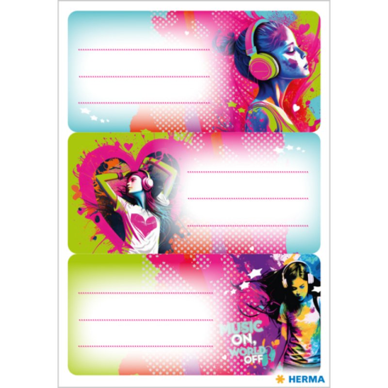 HERMA Buchetiketten VARIO "Music Girl", 76 x 35 mm