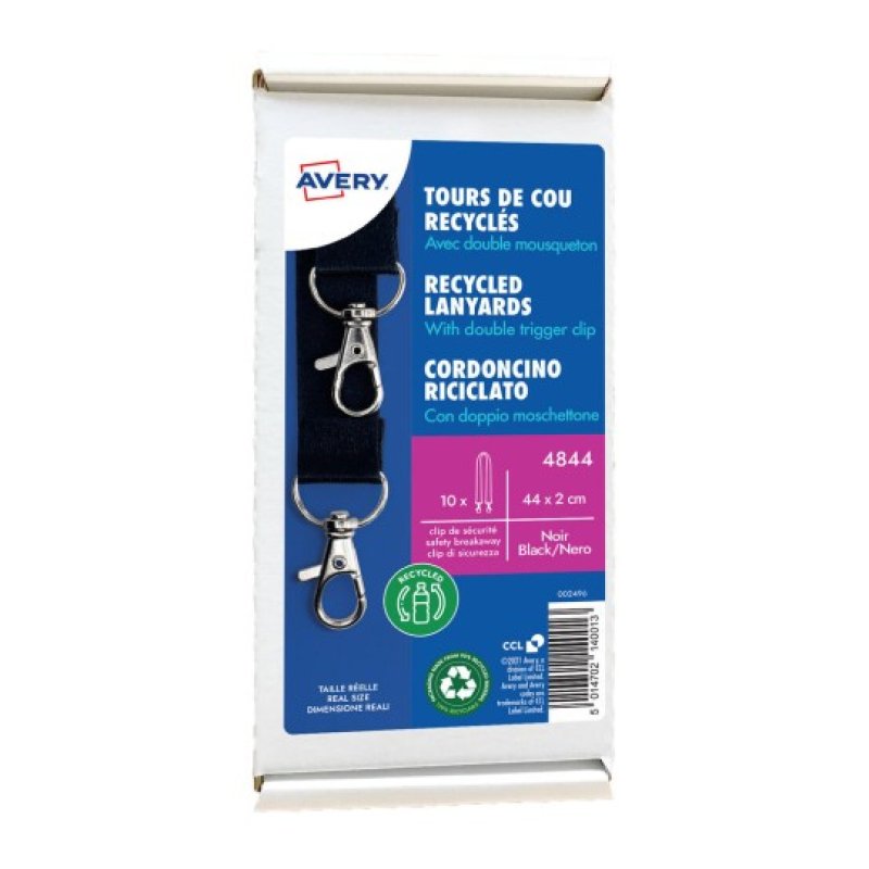 Avery 4844 Accessoire de porte-badge Porte-badge avec cordon Noir 10 pièce(s)