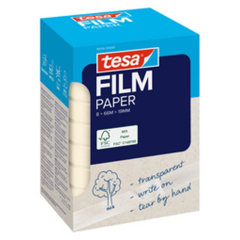 tesa Film PAPER, transparent, 19 mm x 66 m, Office Box