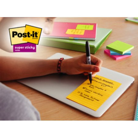 Post-it Bloc-notes super sticky notes, 101 x 152 mm, ligné