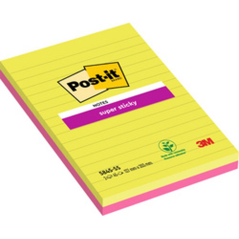Post-it Bloc-notes super sticky notes, 101 x 152 mm, ligné