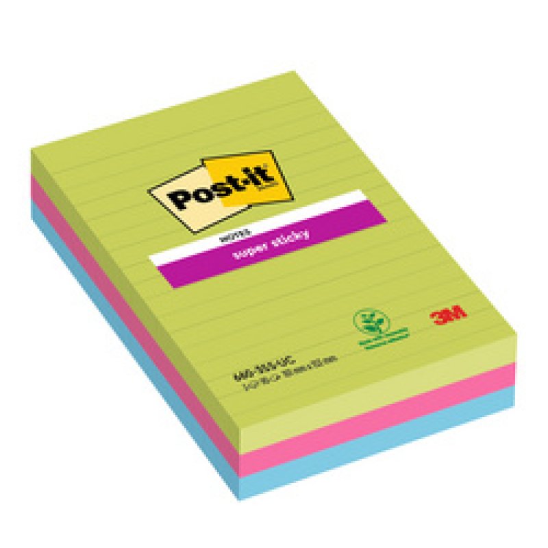 Post-it Bloc-notes super sticky notes, 101 x 152 mm, ligné