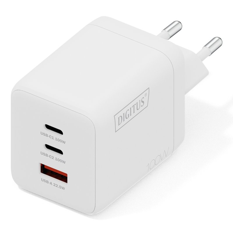 DIGITUS Chargeur secteur USB GaN, 2x USB-C / 1x USB-A, 100 W