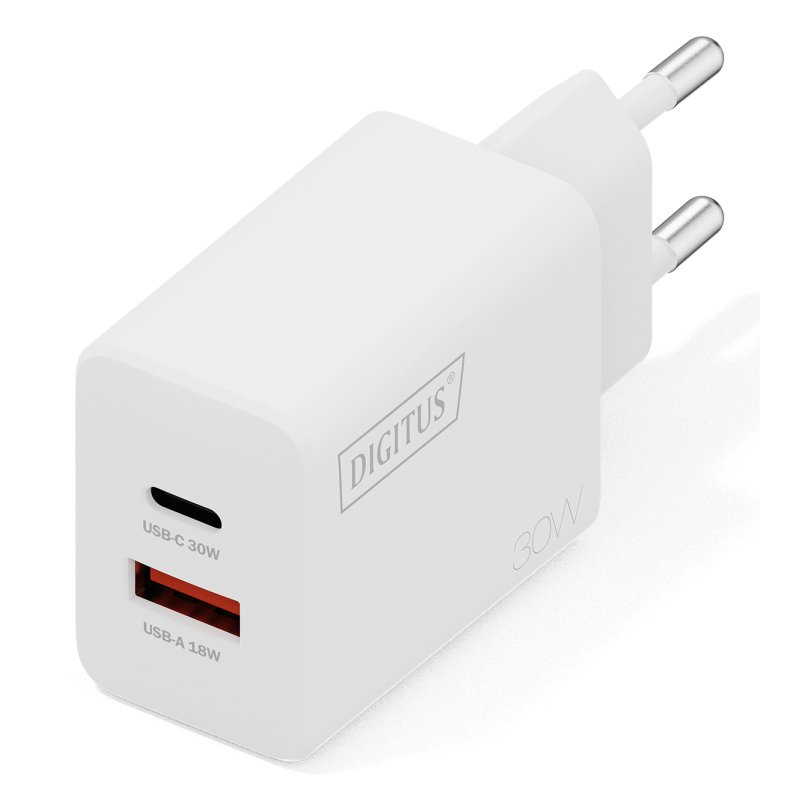 Digitus USB GaN Charger 30W, 1x USB-C, 1x USB-A