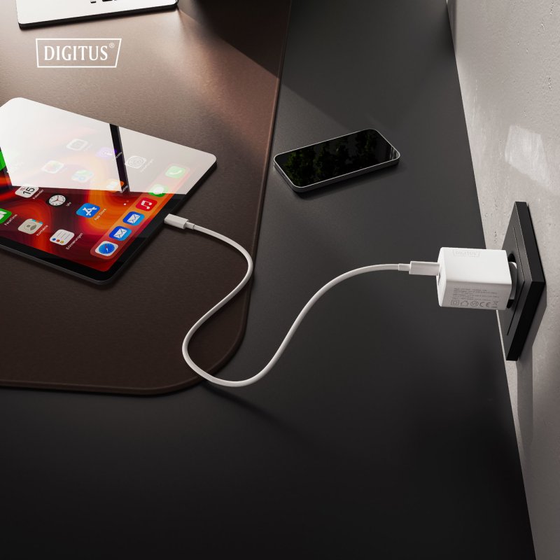 Digitus USB GaN Charger 30W, 1x USB-C, 1x USB-A