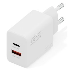 DIGITUS Chargeur secteur USB, 20 W, USB-C/USB-A, blanc