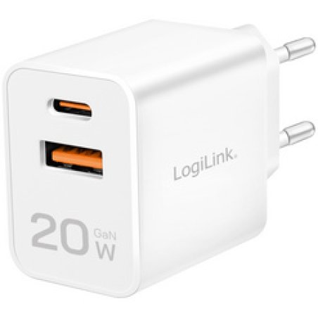 LogiLink Chargeur secteur USB, 1x USB-A, 1x USB-C, 20 watts