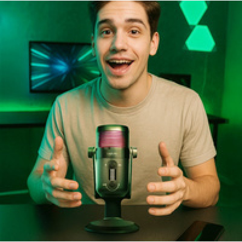 LogiLink USB Mikrofon mit RGB-Licht, Cardioid, schwarz