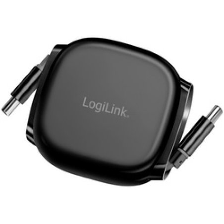 LogiLink Câble USB 2.0, USB-C - USB-C, rétractable, noir