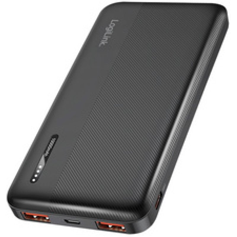 LogiLink Powerbank, 10.000 mAh, 2x USB-A, 2x USB-C, noir