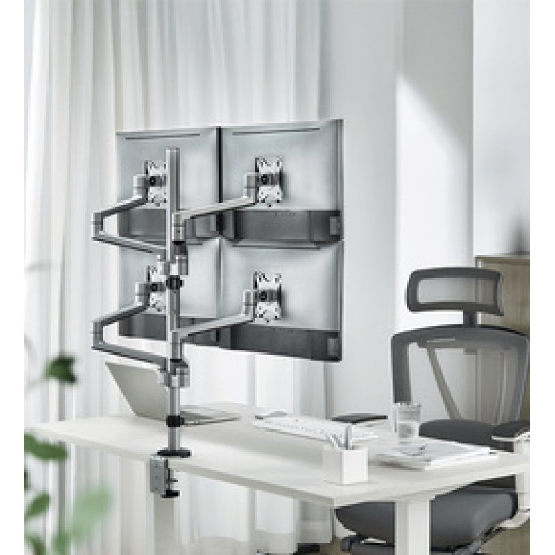 LogiLink Support 4 écrans, longeur du bras: 447 mm, argent