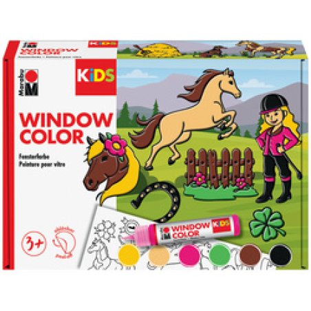 Marabu KiDS Kit Window Color "Poney club", 6 x 25 ml