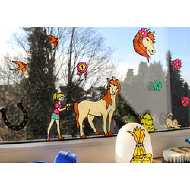 Marabu KiDS Kit Window Color "Poney club", 6 x 25 ml