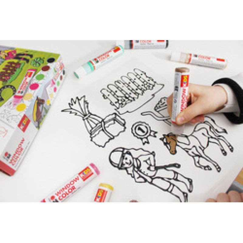 Marabu KiDS Kit Window Color "Poney club", 6 x 25 ml