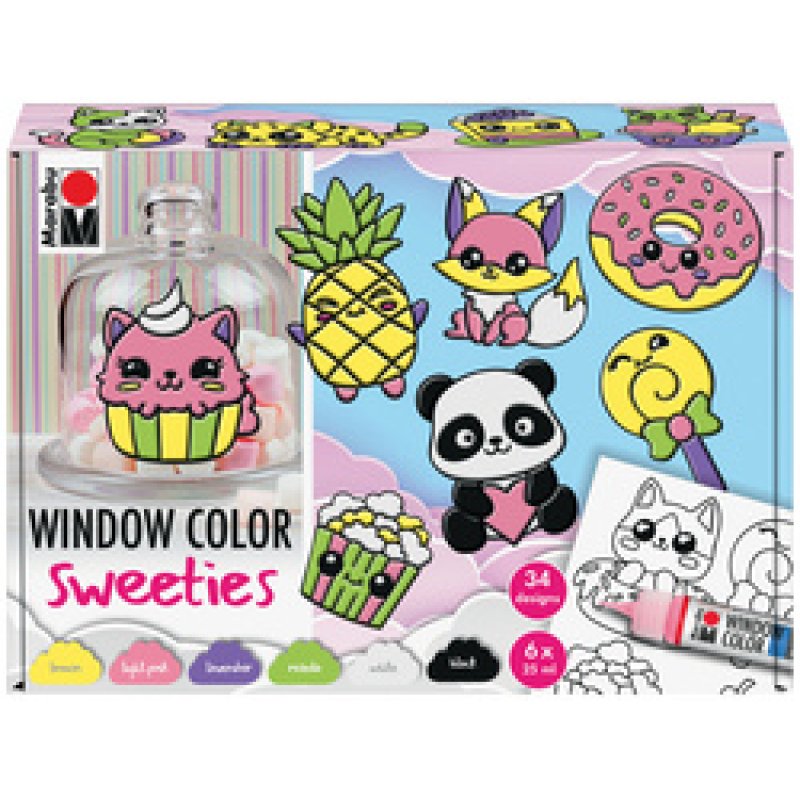 Marabu Kit Window Color fun & fancy "Sweeties", 6x 80 ml