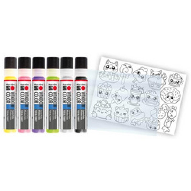 Marabu Kit Window Color fun & fancy "Sweeties", 6x 80 ml