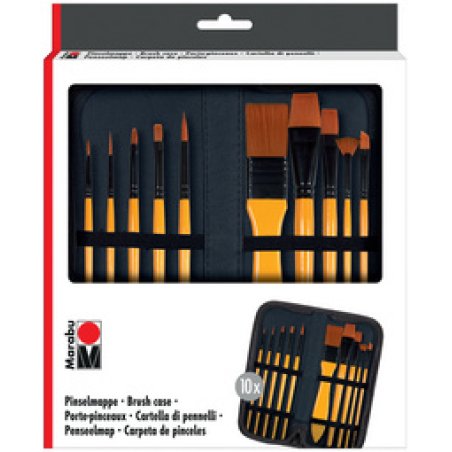 Marabu Trousse de pinceaux, avec 10 pinceaux pour acrylique