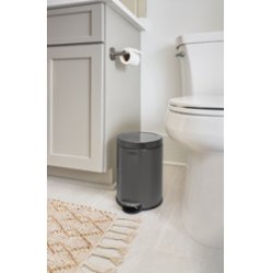 Rubbermaid Poubelle à pédale, ronde, 6 litres, gris foncé