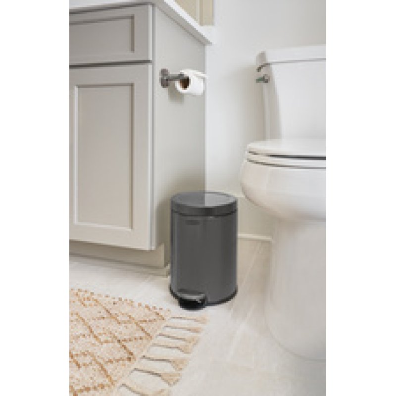 Rubbermaid Poubelle à pédale, ronde, 6 litres, gris foncé