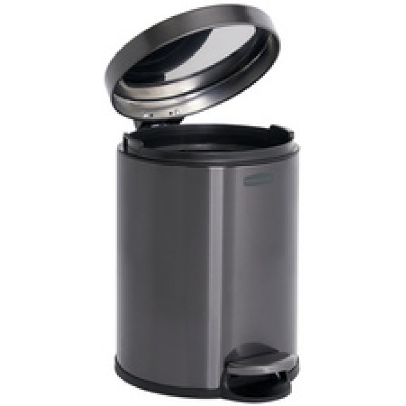 Rubbermaid Poubelle à pédale, ronde, 6 litres, gris foncé