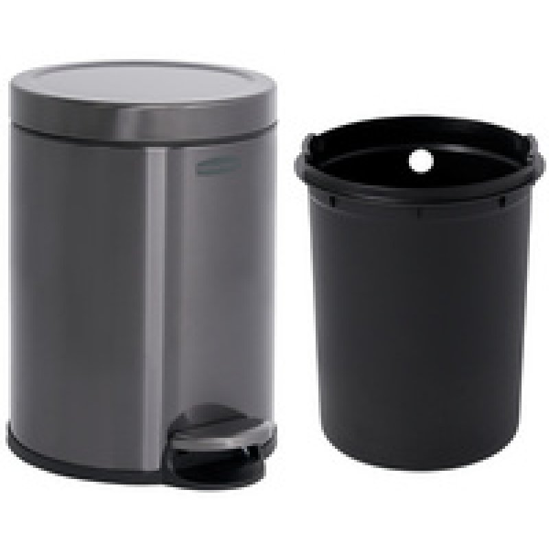 Rubbermaid Poubelle à pédale, ronde, 6 litres, gris foncé