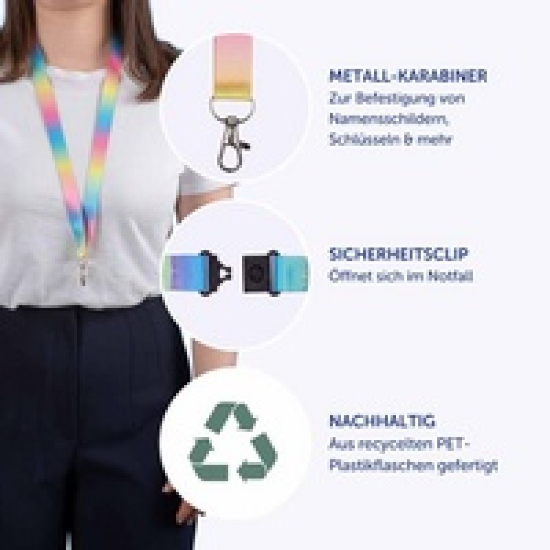 AVERY Tour de cou, en rPET, 20 x 440 mm, tons bleus