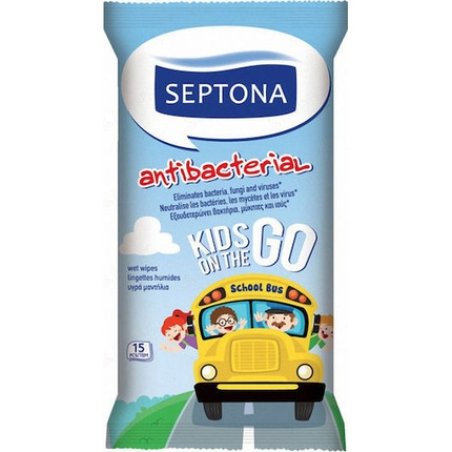Septona Antibacterial Kids On The Go Wipes 15 Pieces
