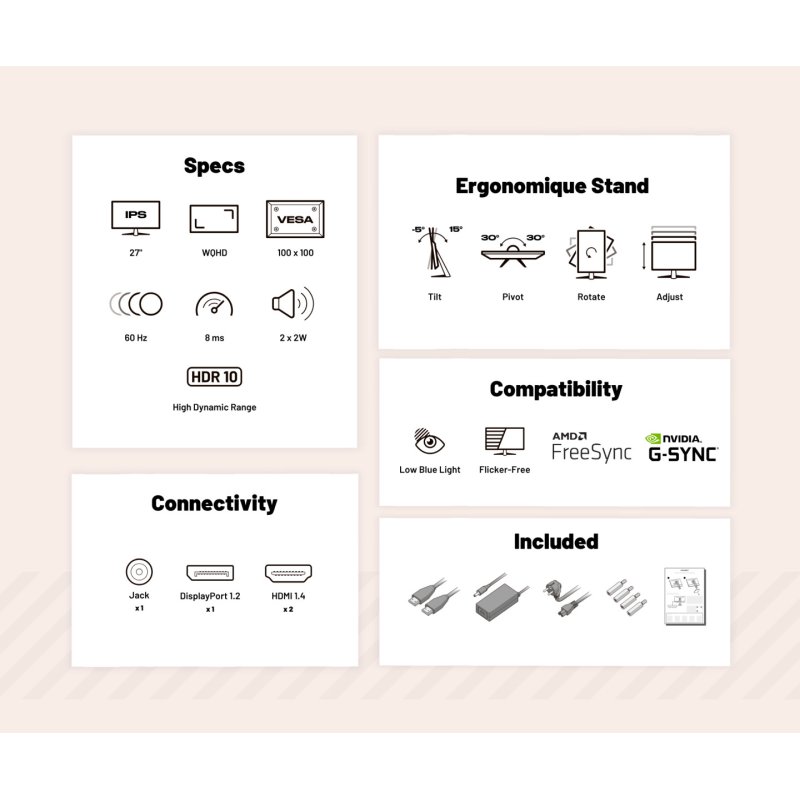 JAPANNEXT JN-27IPS4FLWQHDR-HSP computer monitor 68.6 cm (27") 2560 x 1440 pixels Wide Quad HD LCD Black