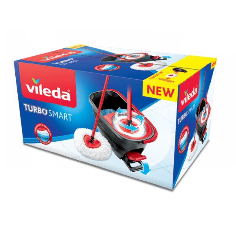 Vileda Turbo Smart seau et système de lavage Réservoir unique Noir, Rouge
