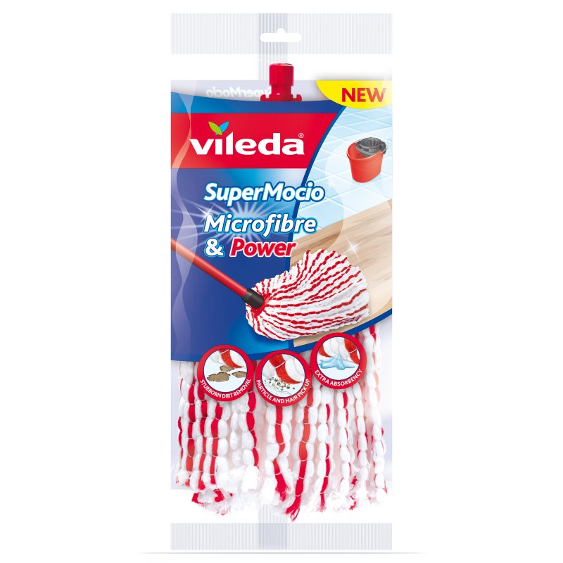 Vileda SuperMocio Microfibre&Power Mop head Red, White