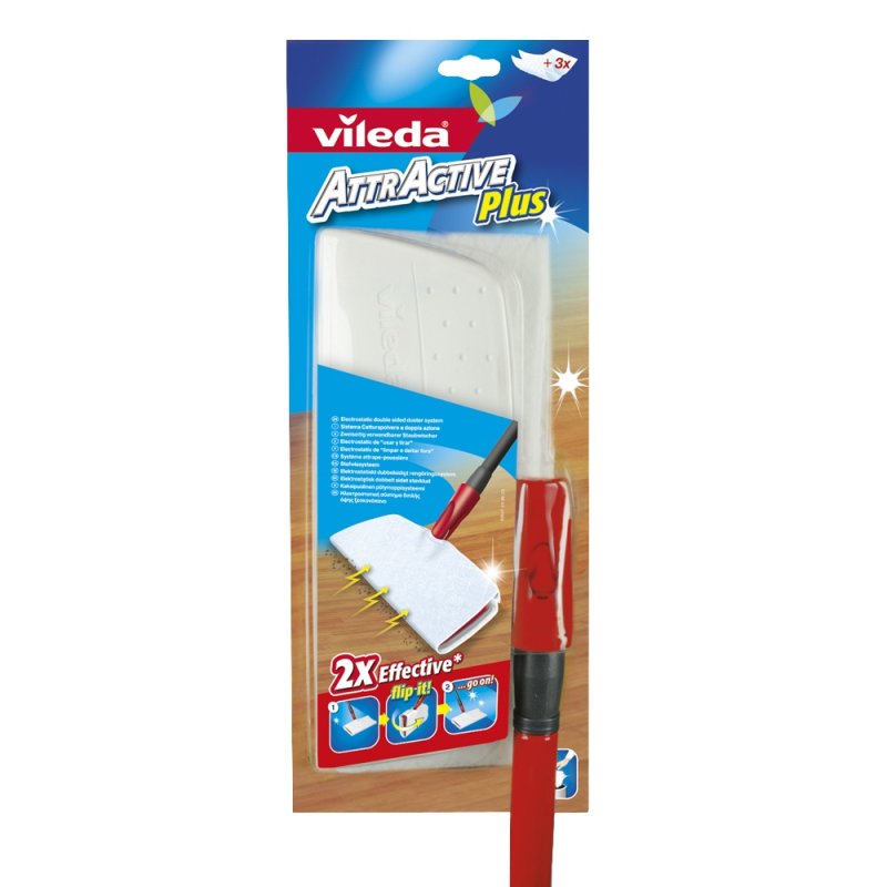 Vileda 131390 balai à franges et balai-éponge Microfibre Noir, Rouge, Blanc