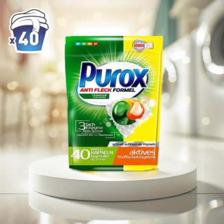 PUROX CAPS Universal Washing Caps for Color Textiles Doypack Detergent 720g 40 WL - Pack of 40