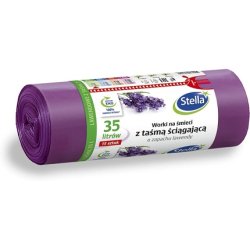 STELLA 009893 Bin Liners with Drawstring 35L Lavender Scented Rubbish Bags for Household Waste Office