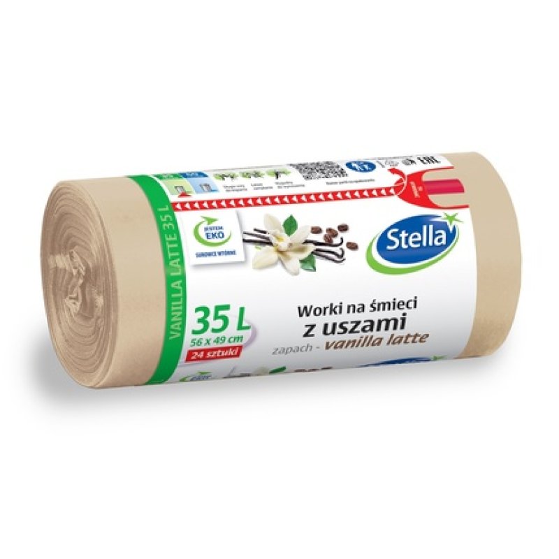 Stella Garbage Bags With Handles Vanilla Latte 35l 24 Pieces