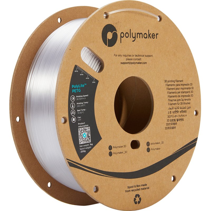 Polymaker PB01011 3D printing material Polyethylene Terephthalate Glycol (PETG) Transparent 1 kg