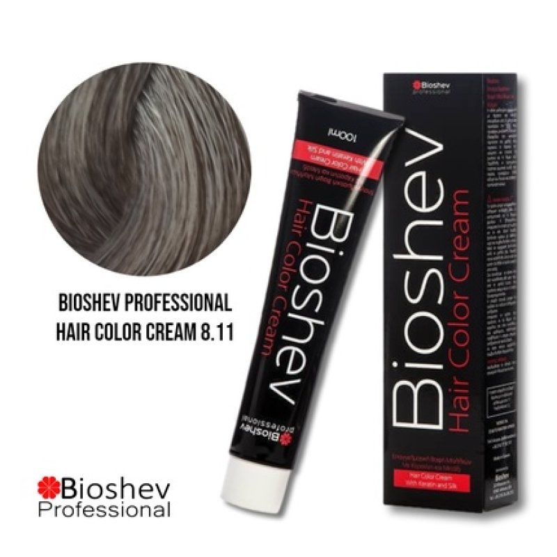 Bioshev Professional Hair Color Cream 100ml - Ash Light Blond 8.11