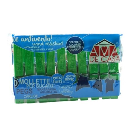 Ama De Casa Extra Strong Green Clothespins Pack Of 10